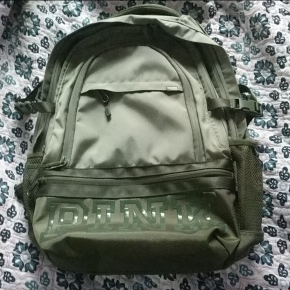 green pink backpack